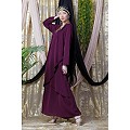 Asymmetrical abaya with overlapped panel- Wine